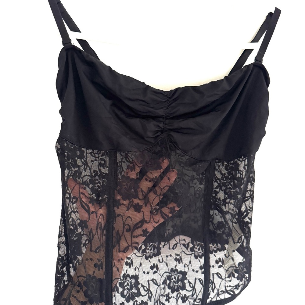 Elegant Black Lace Corset Style Camisole